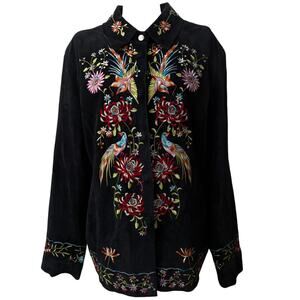 avanti embroidered suede jacket